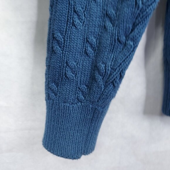 Black Brown 1826 Sweater Men’s 2XL Federal Blue V-Neck Cotton Cable-Knit Cotton - Picture 2 of 12